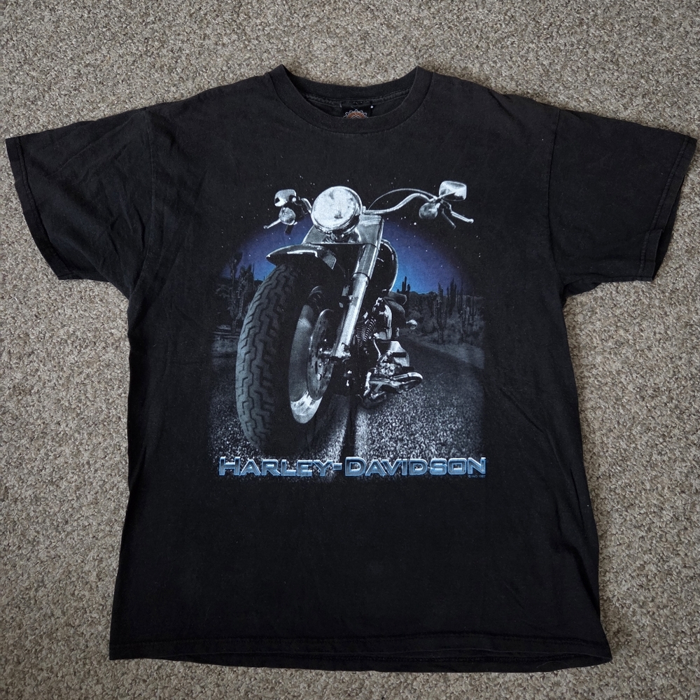 Vintage 90s Harley Davidson T-Shirt Big Bike Desert Graphic Men's XL Tee USA - Picture 4 of 12